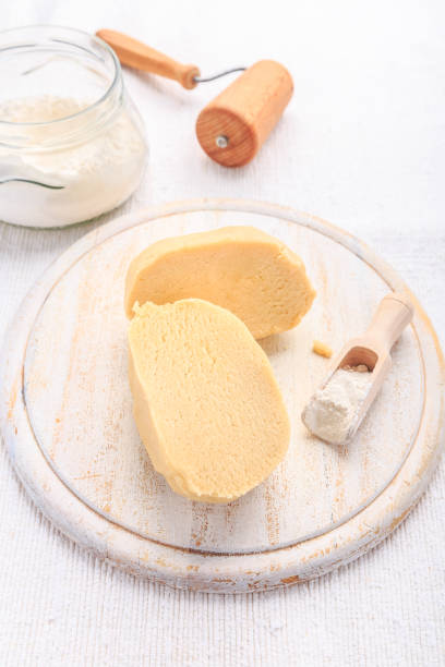 istock Raw shortcrust pastry , fresh prepared dough with flour 1487434445