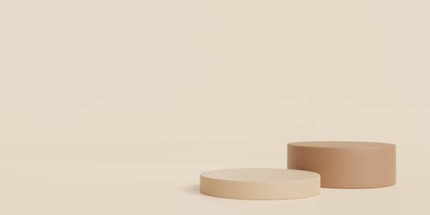 istock Product display stand on brown background.3D podium on brown background.Geometric platform show cosmetic product.Stage showcase,Abstract.Minimal mockup 3D render 1487439363