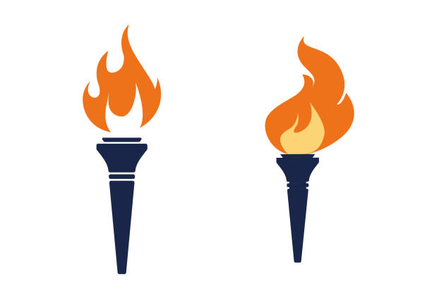 torch icon torch icon the olympic games stock illustrations