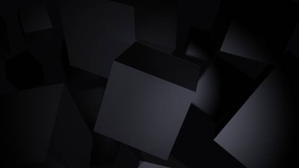 Black Cubes Rotate On A Dark Background, Serious Business And Technology Concept