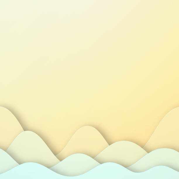 istock Beige abstract wave shapes - Paper cut background - Trendy 3D design 1487443295