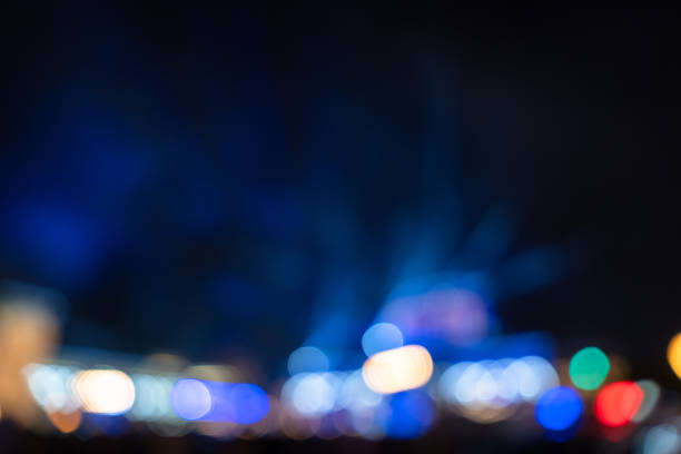 Colorful bokeh on the street at night