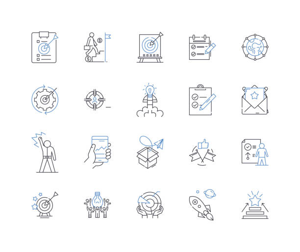 Economic strategies line icons collection. Investment, Innovation, Stability, Growth, Sustainability, Competitiveness, Productivity vector and linear illustration. Diversification,Localization,Globalization outline signs set Economic strategies outline icons collection. Investment, Innovation, Stability, Growth, Sustainability, Competitiveness, Productivity vector and illustration concept set. Localization,Globalization linear signs and symbols budget cuts stock illustrations