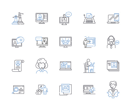 Dynamic firm outline icons collection. Agile, Innovative, Adaptive, Versatile, Transformative, Robust, Progressive vector and illustration concept set. Dynamic,Resilient linear signs and symbols