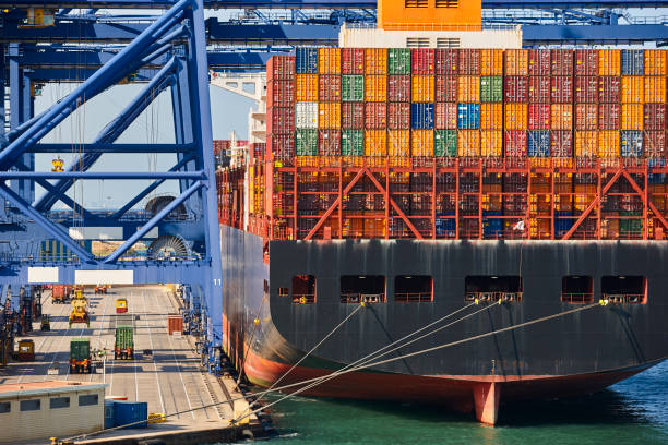 istock Containers on a vessel. Global market. Cargo shipping. Logistic 1487446896