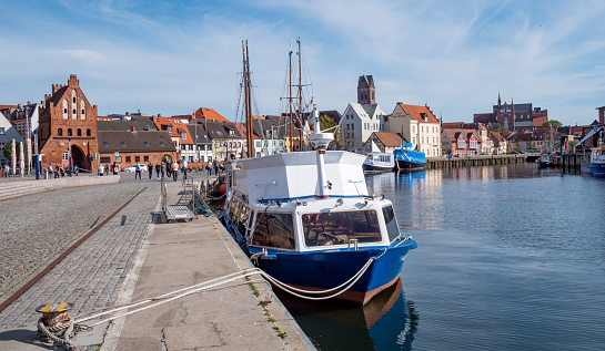 Greetsiel, Germany - September 04, 2020: The fishing port of Greetsiel. Greetsiel is one of the most beautiful fishing villages on the German North Sea.