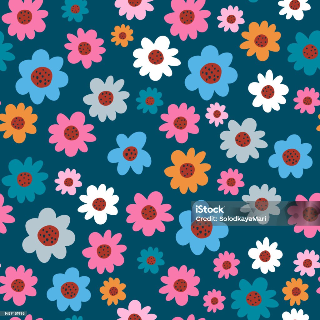 Small Flower Pattern Texture Seamless Floral Pattern Colourful Daisy Tiny Flowers Hand Drawn ...