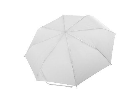 Upside down umbrella isolated on white background.