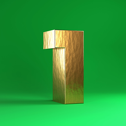 Gold Number 1 On Green Background