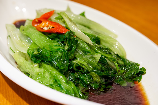 A Chinese Cantonese dish, boiled lettuce