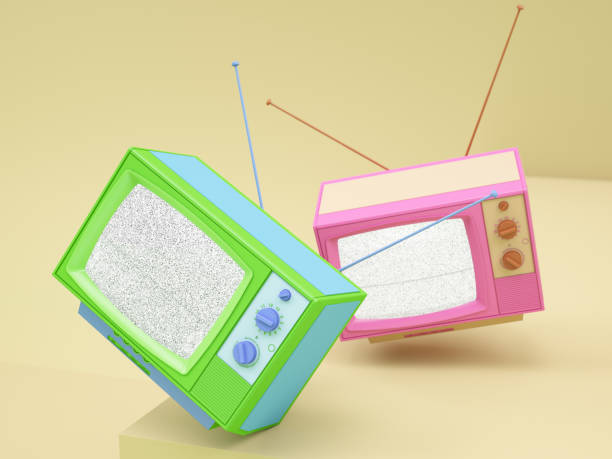 istock Simple Design of Two Retro Television in Different Colors 1487454760