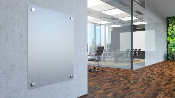 istock Interior Of An Empty Modern Open Plan Office With Empty Sign On The Wall 1487455011