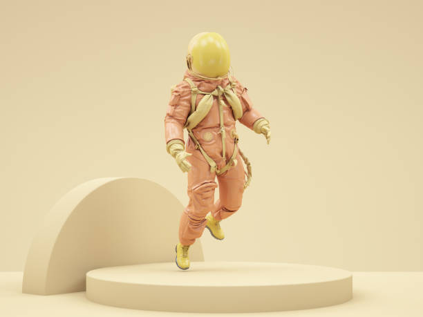 3D Render of Simple Astronaut Desing in Pastel Color