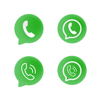 New message. 3d mobile application icon with notification. Green telephone icon contact us, online, chat. Vector stock illustration.