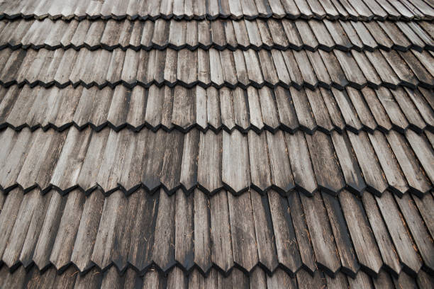 istock Old wooden roof texture.An idea for creating a wallpaper. 1487460265