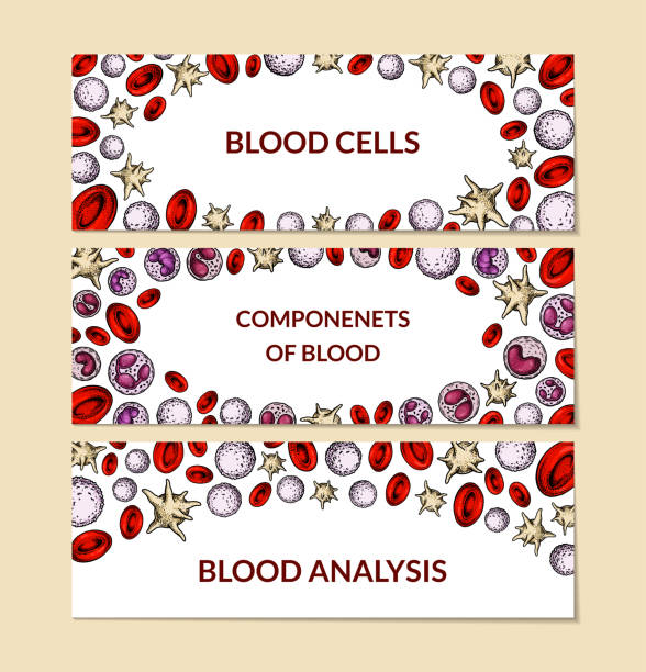 набор фонов клеток крови. дизайн для анализа крови, анемии, донорства, гемофилии, лабораторных научно-исследовательских концепций. векторн� - virus science research blood flow stock illustrations