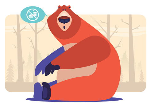 vector illustration of bear stretching