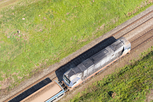 aerial view of the railway train in Poland,