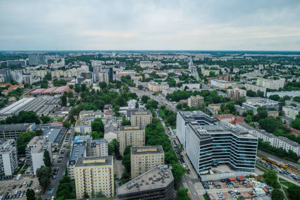 istock Panoramic aerial shot of Warsaw's skyscrapers. 1487465190