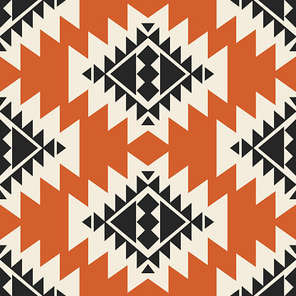 Southwestern Aztec Seamless Pattern. Navajo Decorative Repeat Background. Native American Ethnic Illustration