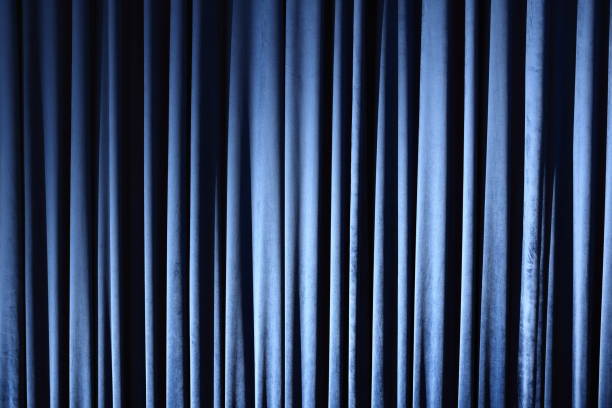 Blue Stage curtain wallpaper background stock photo