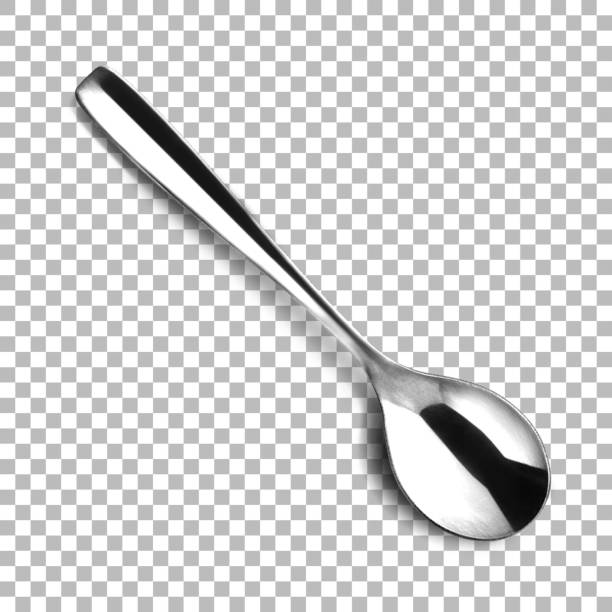 Old metal silver teaspoon. Top view. The isolated object on a white background. Isolate.