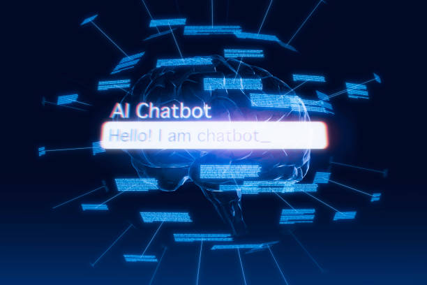 ai Chatbot text on artificial neural network stock photo