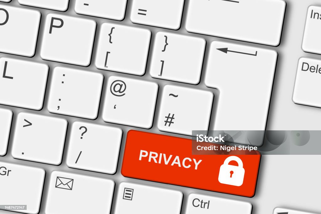 Computer Privacy Space Privacy Concept Pc Computer Keyboard 3d Illustration Stock Illustration ...