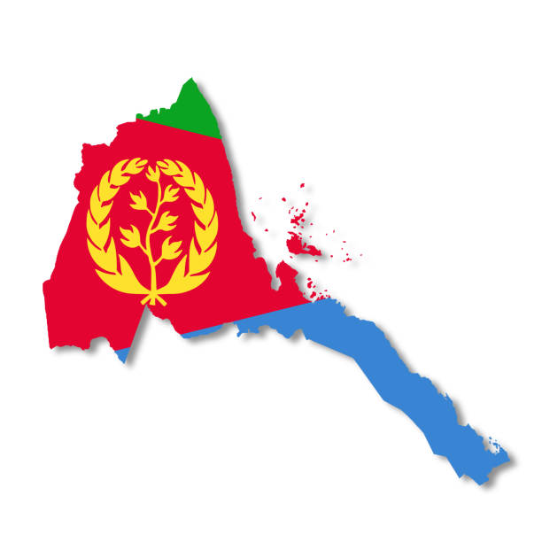 Eritrea map on white background with clipping path 3d illustration An Eritrea map on white background with clipping path to remove shadow 3d illustration silhouette of a eritrea stock illustrations