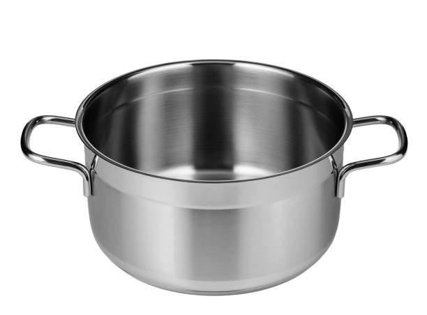 Stainless steel pot isolated on white background