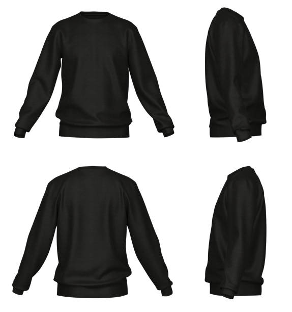 istock Sweater template. Sweatshirt long sleeve. Isolated. Black 1487472756