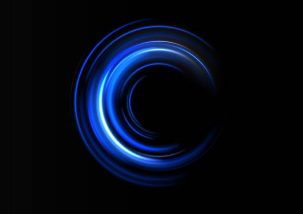 istock Light trail wave, fire path trace line and incandescence curve twirl. Particle motion effect. Red blue special effect, speed police line. Magic of moving fast lines. Laser beams, horizontal light rays 1487474114