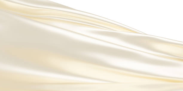 istock Pearl fabric flying in the wind isolated on white background 3D render 1487474342