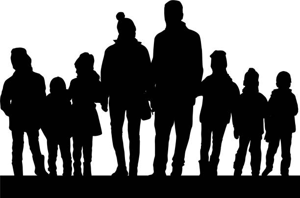 Vector silhouette of family. Vector silhouette of family. silhouette mother child crowd stock illustrations