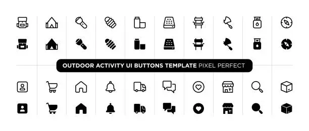 Vector illustration of Outdoor activity user interface buttons template