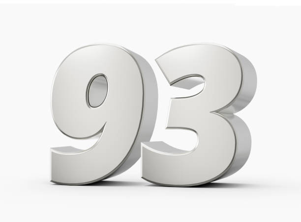 istock Silver 3d numbers 93 Ninety Third. Isolated white background 3d illustration 1487480759