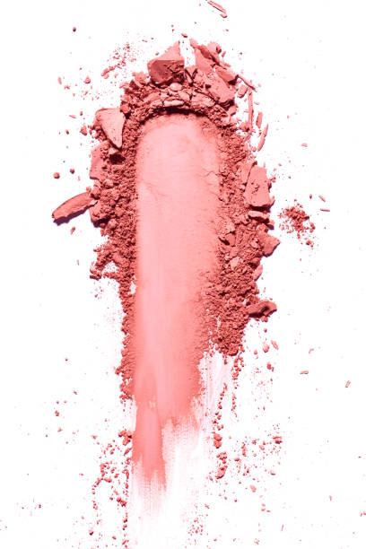 istock Powder makeup on white background. Texture of makeup powder smear isolated on solid background. 1487481474