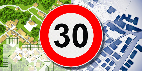 itaju do colonia, bahia, brazil - july 23, 2023: Signpost indicates speed limit of 40 kilometers per hour on state road BA 667 in the city of Itaju do Colonia in southern Bahia.