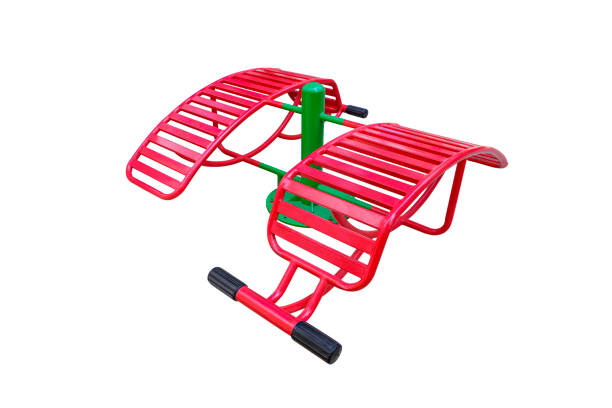 istock Two red and green outdoors sit up benches isolated on white background with clipping path 1487484837