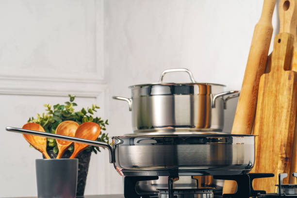 istock Clean saucepan on a gas stove in kitchen 1487486078