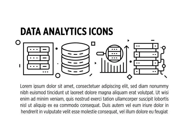 Vector illustration of Data Analytics, Aggregation, Cloud Computing, Artificial Intelligence, Big Daga Icon Design