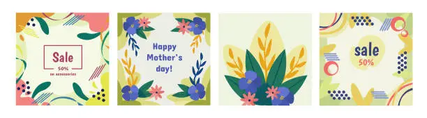 Vector illustration of Mothers day sales banners