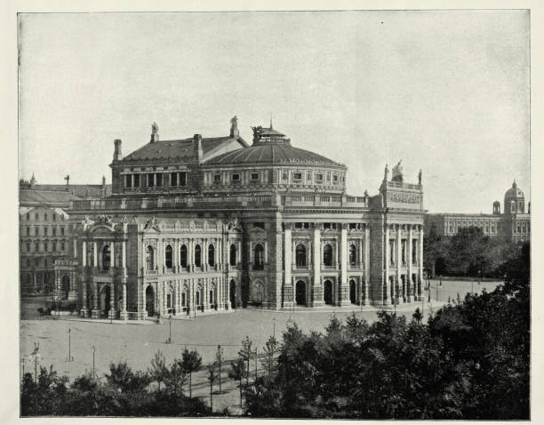 The Burgtheater or Hofbug Theatre, Vienna, Austria, 1890s 19th Century The Burgtheater or Hofbug Theatre, Vienna, Austria, 1890s 19th Century burgtheater vienna stock illustrations