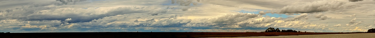 A cloudscape panorama at sunset after a storm has cleared out from the Maryland’s eastern shore