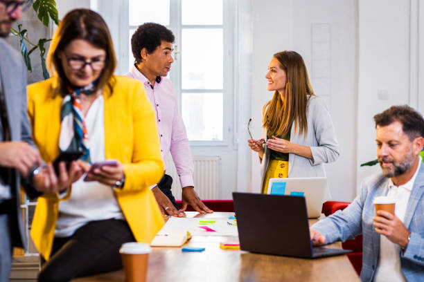 istock Group of business people working in office. 1487500292