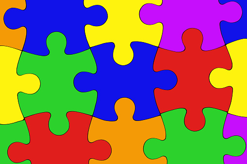 jigsaw puzzle. colorful pieces forming flawless pattern