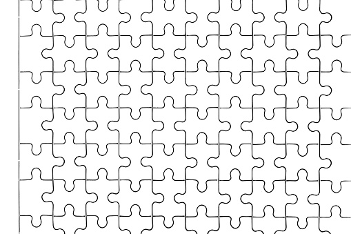 jigsaw puzzle. back side. white pieces forming flawless pattern