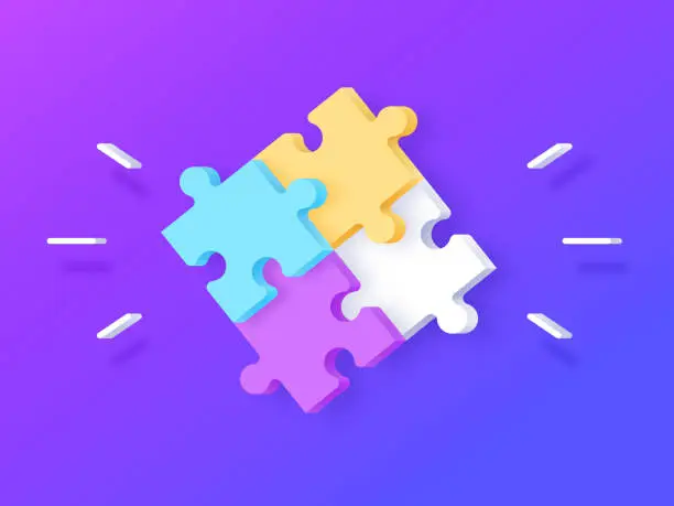 Vector illustration of Puzzle Pieces Teamwork Working Together Connection Design Element
