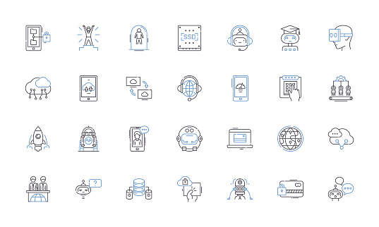 Online safety outline icons collection. cybersecurity, privacy, phishing, fraud, identity, scam, protection vector and illustration concept set. malware,hack linear signs and symbols