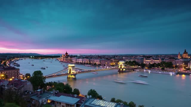 budapest city timelapse from fisherman's bastion day to night